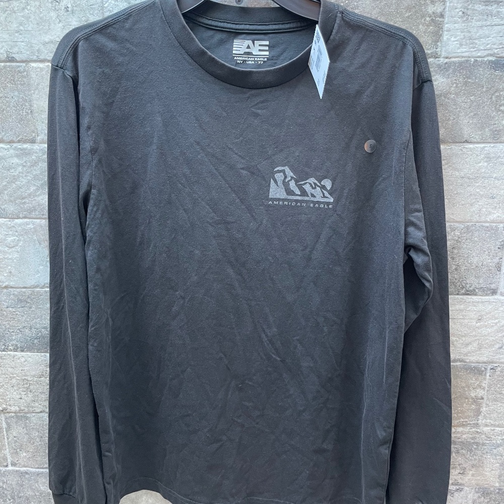 ❤️ AMERICAN EAGLE MENS GRAPHIC GREY LONG SLEEVE TEE SHIRTS SIZE SMALL NEW